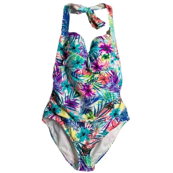Catalina Tropical Atoll Multicolor Print One Piece Swimsuit - Picture 1 of 5